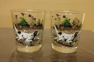 Set Of 2 Vtg Libbey Pointer Hunting Dog Old Fashioned Whiskey Glasses • $17.79