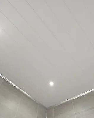 Matt White Twin Embedded 8mm PVC Ceiling Panels Bathroom Cladding Shower Wall • £0.99