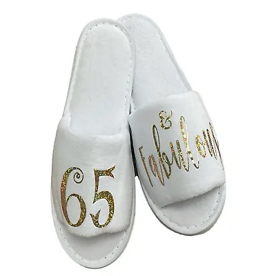 £5.95 • Buy 65th Birthday Slippers 65 & Fabulous Gift Plush Velour  Sparkling Gold Or Silver