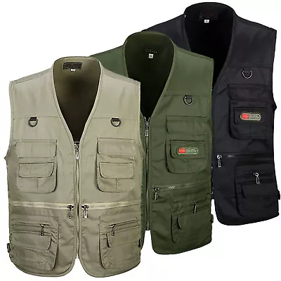 £15.86 • Buy Men Sleeveless Waistcoat Safari Gilet Coat Utility Tool Fishing Vest Jacket Tops