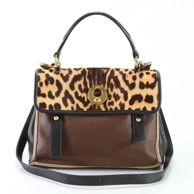 Yves Saint Laurent Muse To Animal Pattern Harako Leather 2Way Shoulder Bag Cross • $400.72