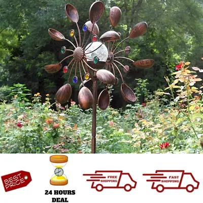 Large Metal Windmill Wind Kinetic Spinner Solar Garden Yard Art Decor Sculpture • $54.91
