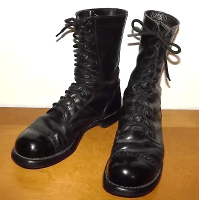 Vintage CORCORAN Military Combat Jump Black Leather Boots Men's 10 R • $47.95