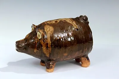 Marie Rogers Georgia Pottery Pig GA Folk Art Southern Sculpture Brown 7  • $175