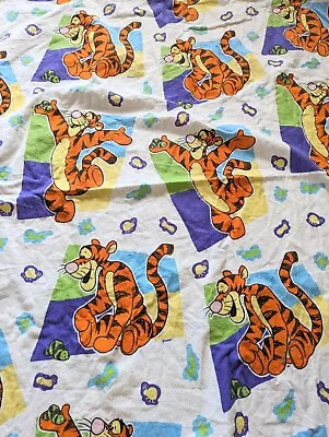 Vintage Tigger Twin Fitted Sheet 90s Kids Flannel Bedding Winnie The Pooh Disney • $15