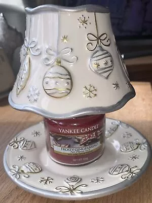 Yankee Candle Small Candle  Shade /Topper Plate Xmas Baubles VGC • £15.95