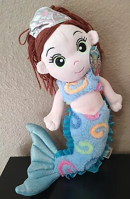 Fiesta Mermaid Blue Swirl Soft Plush Stuffed Doll Toy Brown Yarn Hair 16 NEW • $11.99