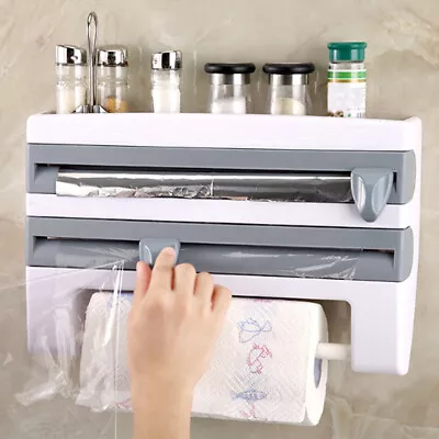 Cling Film And Kitchen Foil Dispenser Paper Towel Roll Holder Wall Mounted Rack • £11.94