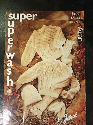 £1.80 • Buy Jarol Aran Knitting Pattern - Baby / Child Sweater / Cardigan / Hat /Scarf- E631