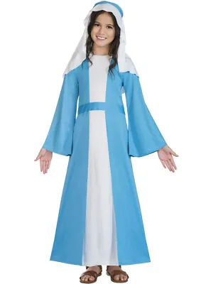 Childs Virgin Mary Costume Fancy Dress Nativity Play Christmas Kids Girls Xmas • £15.99