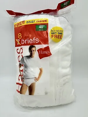 Vintage 2006 HANES 8-Pack White Cotton Briefs VTG   Size 40 Underwear NOS • $29