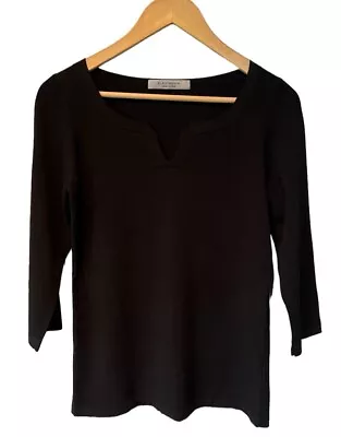 D. Exterior Classic Black Notch Neckline 3/4 Sleeve Sweater XL Made In Italy • $22