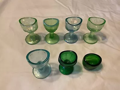 Vintage Lot Of 7 Green Glass Color Vintage Eye Wash Cups Lot #14 • $29.99