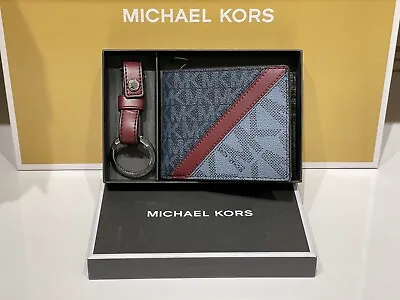 Michael Kors Mens Gifting Slim Bifold Wallet Key Fob In Box Mk Admiral • $64.80