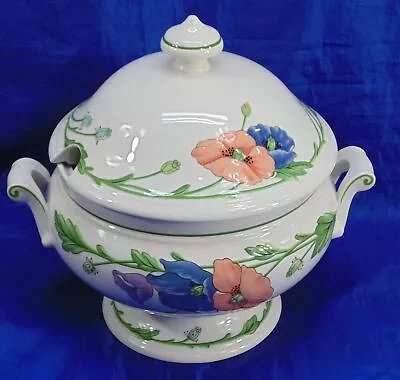 Vtg Villeroy & Boch  Amapola Porcelain Floral Soup Tureen 10  W/Lid Germany 1748 • $59.40