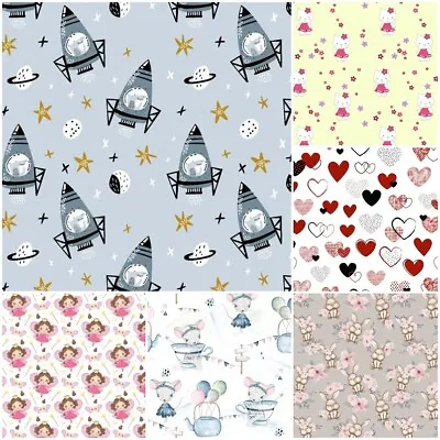 £3.99 • Buy COT FITTED SHEET PATTERNED 100%cotton BED COVER 60x120 70x140 Stars Rocket Fairy