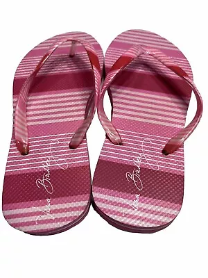 VERA BRADLEY Flip Flops Women’s Size 5/6 Pink Striped Sandals Beach Wear • $17.99