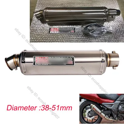 310 370 440mm Motorcycle Exhaust Tail Pipe Slip On 51mm Muffler Silencer Baffle • $65