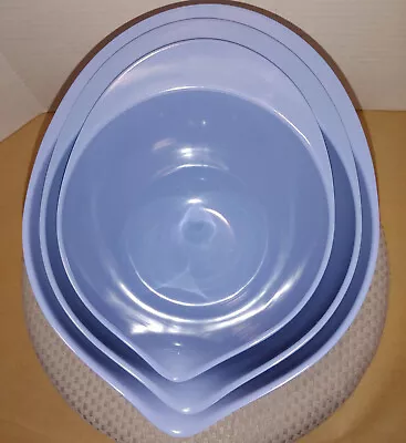 Williams Sonoma Melamine Blue Mixing Bowl Set 3 Pour Spout Rim Grip 2 3 4 Qt • $35