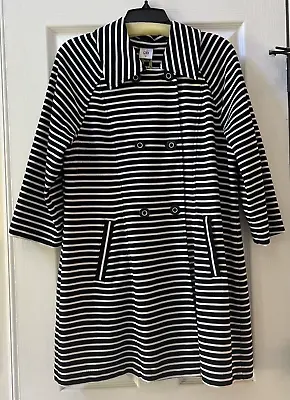 Cabi #5151 Maritime Trench Coat Jacket Womens XL Navy/White Striped Stretch Knit • $59.95