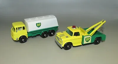 LESNEY MATCHBOX Series  # 13 BP WRECKER TRUCK & # 25 BP TANKER - Parts Or Repair • $18.95