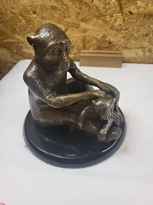 Bronze Sculpture Mother Monkey And Child  Bronze Figurine Made In India • $250