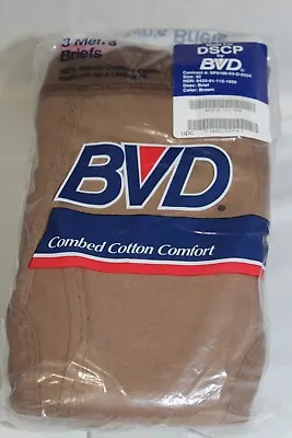 Vintage BVD Briefs Mens 32 Brown 3 Pack Military Army Underwear 100% Cotton USA • $27