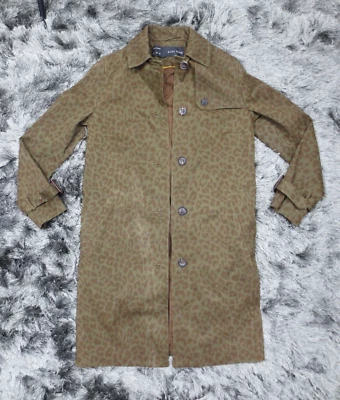 $29.35 • Buy Zara Womens Trench Coat XS Green Brown Animal Print Jacket Lined Long Buttons