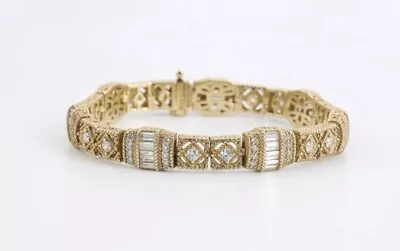 Judith Ripka 14K Gold Clad Sterling Silver Baguette CZ Tennis Bracelet In Box • $150