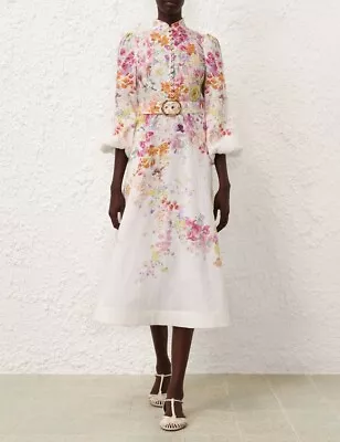 BNWT 60% Off - 100% Authentic ZIMMERMANN Natura Buttoned Midi Dress US$995 • $398