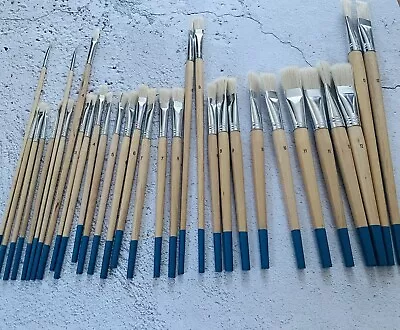 Artists Oil Paint Brushes White Hog Bristle - Set - Job Lot - 31 In Total • £9.99