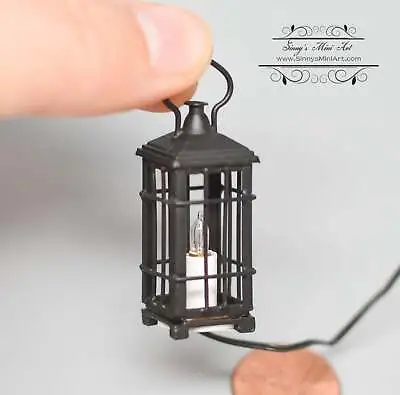 1:12 Black Lantern With A Flickering LED 12V/ Miniature Lantern HH MH1062 • $27.82