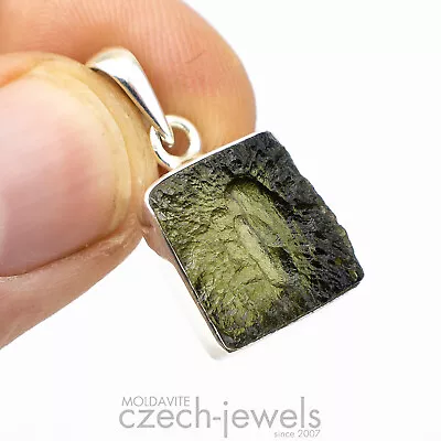 3.59g Moldavite Tektite Genuine Rough In Silver Frame .925 Pendant #VS31 • $108