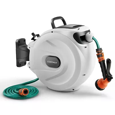 Garden Retractable Hose Reel Wall Mount Lockable Water Hose Reel 20m + 2m • £64.95