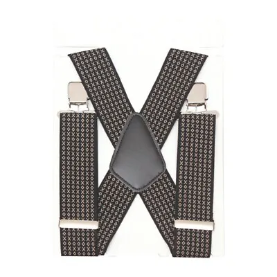 Mens Striped Braces X Shape Wide Elastic Suspenders Trouser Clip Heavy Duty 50mm • £6.63