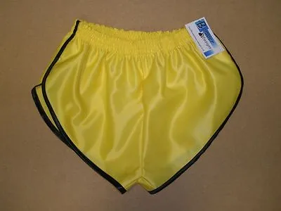 Retro Nylon Satin Sprinter Shorts S To 4XL Yellow - Black Trim • $33.51