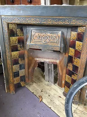 Pair Of Edwardian Cast Iron Fire Surrounds And Insets With Tiles • £20