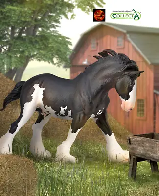 Clydesdale Stallion Black And White Horse Toy Model Figure By CollectA 88981 New • £13.50