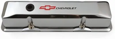 $352.45 • Buy GM Performance 141-117 SBC Chrome Valve Covers, Tall, Red Bowtie / Black Chevrol