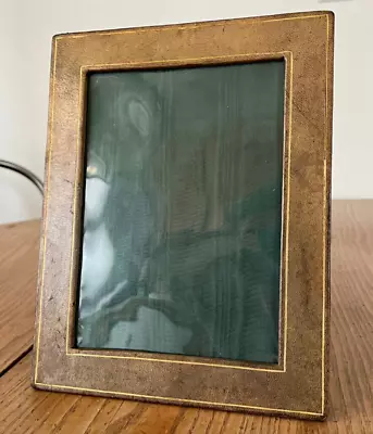 Vintage Napa Leather Picture Frame Italy 5x7 Photo Size Olive Green • $22