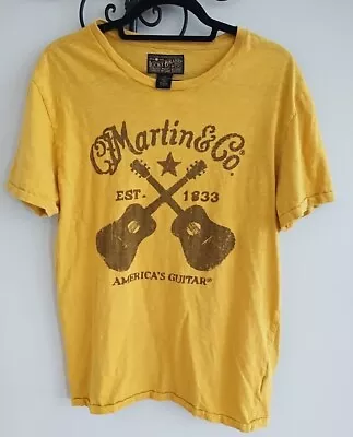 Martin & Co Exclusively For Lucky Brand Yellow Graphic Tee Men’s Size M Guitar • $15