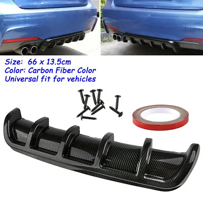 Rear Lower Bumper Diffuser Universal 6Fin Spoiler Lip Wing Splitter Carbon Fiber • $27.90