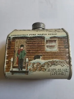 Vintage ABSOLUTELY PURE MAPLE SYRUP 1984 Metal Tin Can Container 8.45 Fl Oz Size • $8.79