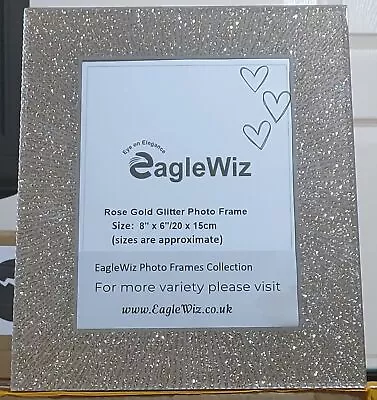 £12.99 • Buy Bling RoseGold Glitter Mirror Glass Photo/Picture Frame Sparkle Rose Gold