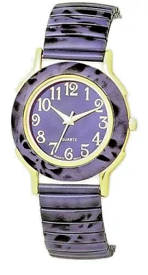 Purple Stretch Band Watch Faux Marble Case Stainless Steel Stretch Band Watch • $14.95