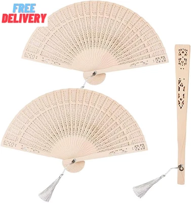 $13.10 • Buy 3 PCS Wooden Folding Fan, Vintage Wooden Fan Handheld Folding Fans Sandalwood Ha