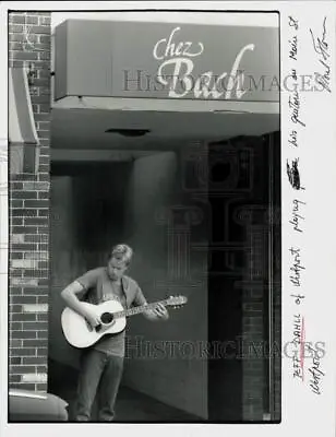 Press Photo Jeff Dahll Of Westport Playing His Guitar On Main Street Westport • $17.99