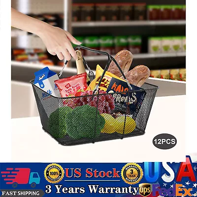 Set Of 12 Stackable Iron Shopping Baskets For Grocery Store Supermarket W/Handle • $90.25