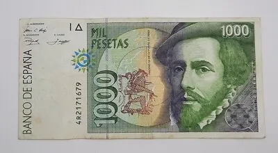 1992 / Banco De España Spain - 1000 Pesetas Banknote Serial No. 4R 2171679 • £7.59