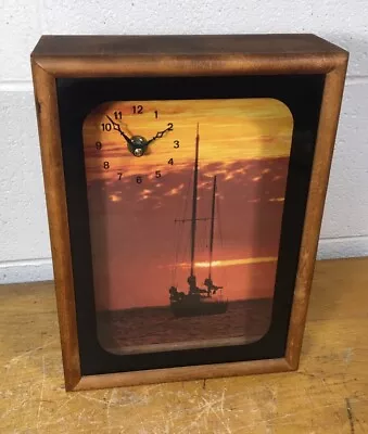 Designs In Time Retro Vintage Shadow Box Sail Ship Wall Clock RARE • $30